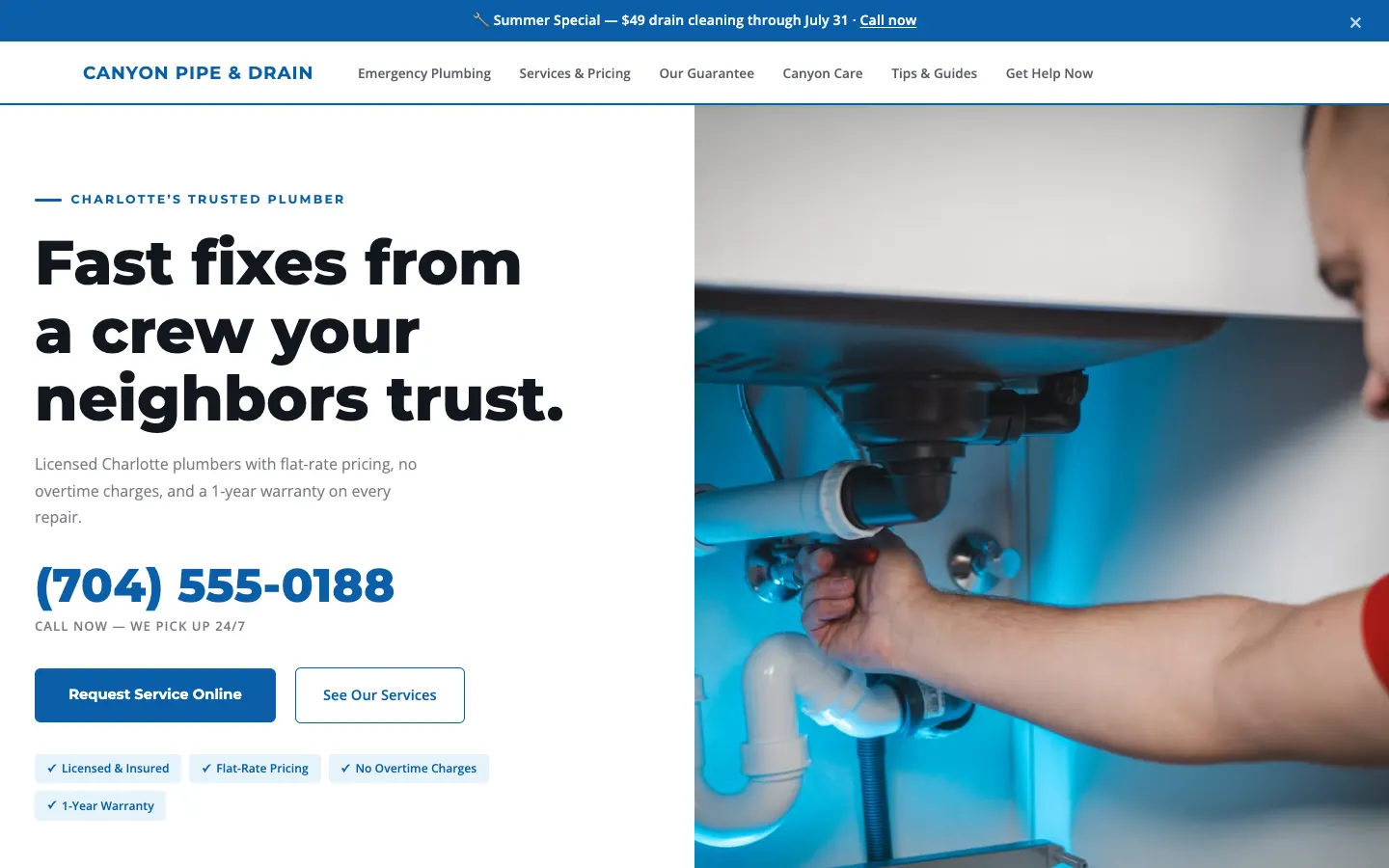 Canyon Pipe & Drain website